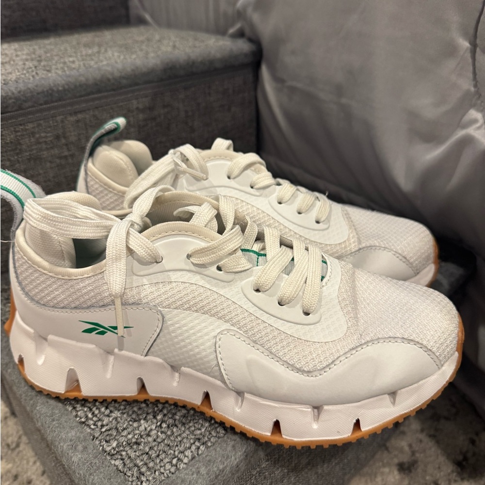 Reebok White and Green Athletic Shoes